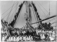 USS Hartford Officers Midshipmen Crew Deck 1905 Naval Ship Photograph picture
