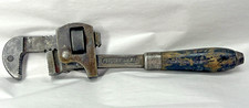 Moore Popular Antique Wood Handled Pipe Wrench 11