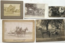 5 Vintage Circa 1890-1915 Horse & Carriage/Wagon - 4 Cabinets & 1 RPPC picture