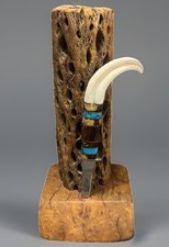 John Toner Custom Continental Divide Knife 10” Turquoise Walnut Handle Stand 12” picture