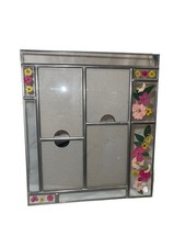 Vintage Leaded Glass Dried Pressed Flowers Multiple Picture Frame EUC fun picture