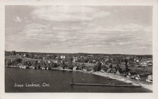 Sioux Lookout ON Ontario Canada Waterfront Town View Pier RPPC Vtg Postcard 18A picture