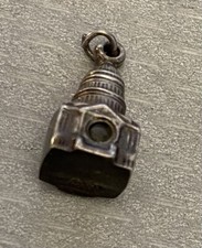 1939 NY Worlds Fair Sterling Silver Stanhope Photo Views 3D Building Charm Pat. picture