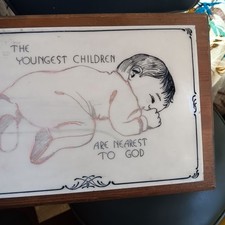 Vintage Baby Wall Plaque Art 1970s The Youngest Children Are Nearest To God  picture