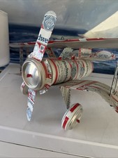VTG Handcrafted Budweiser Beer Can Biplane Airplane Model–Unique 1980s  Art picture