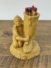 Antique Yellow Ware Figural Match Holder/Striker - Stoneware Marked picture