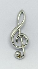 VTG Sterling Silver Treble Clef Music Note Brooch Pin Hallmarked B-S picture
