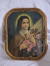 Vintage Catholic Religious Art, St. Thérèse Little Flower, Ornate Framed Print, picture