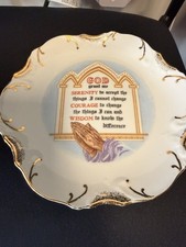 Vintage God Serenity Prayer Praying Hands Porcelain Plate Japan 18 K Gold Trim picture