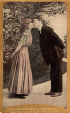 YOU PROMISED DEAR BLISS ROMANTIC RISQUE  ANTIQUE POSTED 1910 DATED POSTCARD 4/24 picture
