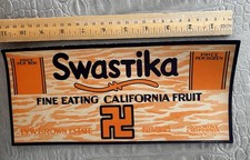 Vintage 1920s Rare SWASTIKA California Fruit Crate Cardboard Label picture