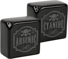 Funny Salt & Pepper Shakers Goth Apothecary Arsenic & Cyanide Kitchen - Black picture