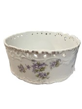 Antique Victoria Carlsbad Austria Reticulated Porcelain Cachepot Planter 8”  picture