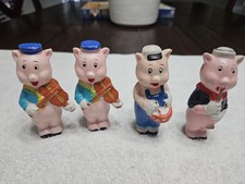 Vintage 1930's Classic Walt Disney Three Little Pigs Bisque Figurine Japan 63 picture