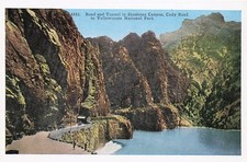 Postcard WY: Road & Tunnel Shoshone Canyon, Cody Road to Yellowstone WB 1920's picture