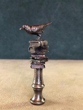Raven On Stack Of Old Rare Edgar Allen Poe Books Pipe Tamper, Solid Fine Pewter picture
