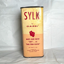 Vintage Clairol SYLK Hard Water Hair Rinse 12 oz Tin Can, Beige/Pink (1955) NOS picture