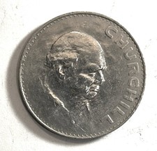 1965 CHURCHILL, ELIZABETH II GREAT BRITAIN CROWN COIN picture