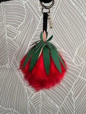 FENDI Pom Pom Fur Pineapple Charm Leather Bag Accessory Used Excellent picture
