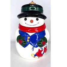 Allure 1998 Ceramic Snowman Cookie Jar Original Box 11