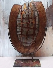 Vintage Signed Tony Evans Fused Art Glass Sculptural Vase with Stand SHIPS FREE picture