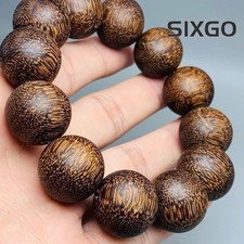 20mm-12 Beads Vietnam Ant Agarwood Qi Nan Bead Bracelet Dark Oil Feng Shui picture