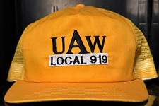 Vintage UAW Local 919 Union Trucker Hat Snapback Ford Norfolk Made USA picture