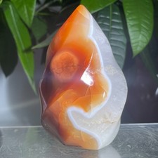 595g Natural Red Carnelian Agate Quartz Crystal Flame Torch Point Specimen picture