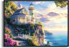 Thomas Kinkade Inspired Landscape Wall Art Classic American Countrystyle Framed  picture