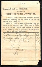 Monticello, Missouri? Jas W. Barnes Dry Goods 1891 Billhead for Buttons & Thread picture