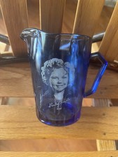 Vtg 1930s Shirley Temple Cobalt Blue Glass Pitcher Creamer Hazel Atlas Honeycomb picture
