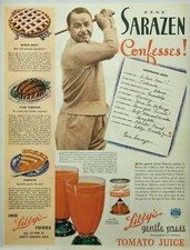 1937 Libby's Tomato Juice Gene Sarazen Golf Original Print Ad Life Magazine 30s picture