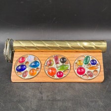 1988 Chesnik-Koch Signed Starfire Brass Kaleidoscope 5 Wheels Oak Stand picture