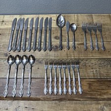 VTG Imperial Stainless Steel Flatware 28 Pc Lot - Fleurette Made in Korea picture