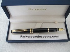 Waterman Expert 3 Black Gold Trim Fountain Pen Medium Point Nib picture