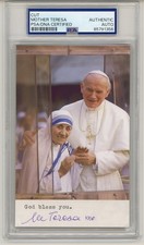 Mother Teresa ~ Signed Autographed Signature Pope John Paul II ~ PSA DNA Encased picture