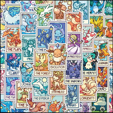 Pokemon Stickers Tarot Card Themed 45 Pack Large  2x3 Inch Trading Card Game TCG picture