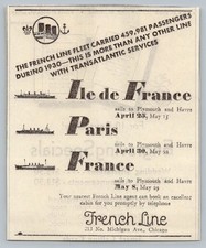 1931 French Line Ile de France Paris Ocean Liner Cruise Ship Ad Chicago picture