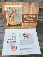 1954 vintage calendar Season Greetings from Forest Hill Dairy unused picture