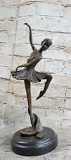 100% Solid Bronze Gorgeous Woman Ballerina Sculpture Marble Base Figurine MILO picture