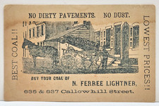 N. Ferree Lightner Coal - No Dirty Pavement Trade Card Philadelphia, PA picture