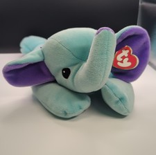 1998 Ty Beanie Baby Pillow Pal Squirt The Elephant Teal And Purple MWMT picture