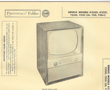 1956 BENDIX K2250 TELEVISION Tv Photofact MANUAL K2251 T2150 T2151 T20 T20-1 picture