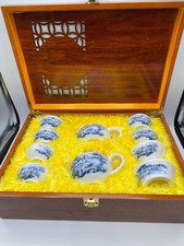 Ancient Mud Collection Extra Thin Blue & White Porcelain Tea Set in Orginial Box picture