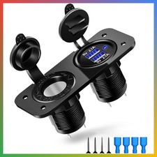 12V USB Outlet Cigarette Lighter Socket Dual Port Power Adapter Marine RV Car Bo picture
