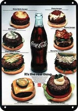 1971 COCA-COLA  Coke & Hamburgers & Cheeseburgers DECORATIVE REPLICA METAL SIGN picture