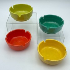 GES LINE 301 MCM Ashtrays Lot 4 Round Red Green Yellow Melamine Made In USA 3in picture