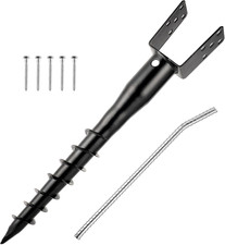 No Dig Ground Screw Anchor - Black U Shaped Post Stake for 4X4 Wood Posts picture