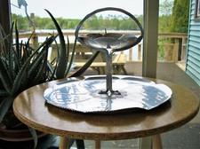 Vintage Exquisite Buenilum Hand Wrought Aluminum 2 Tiered Handled Tray Beautiful picture