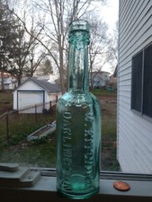Scarce Antique Aqua W. Kitching Darlington Sauce Bottle Very Crude picture